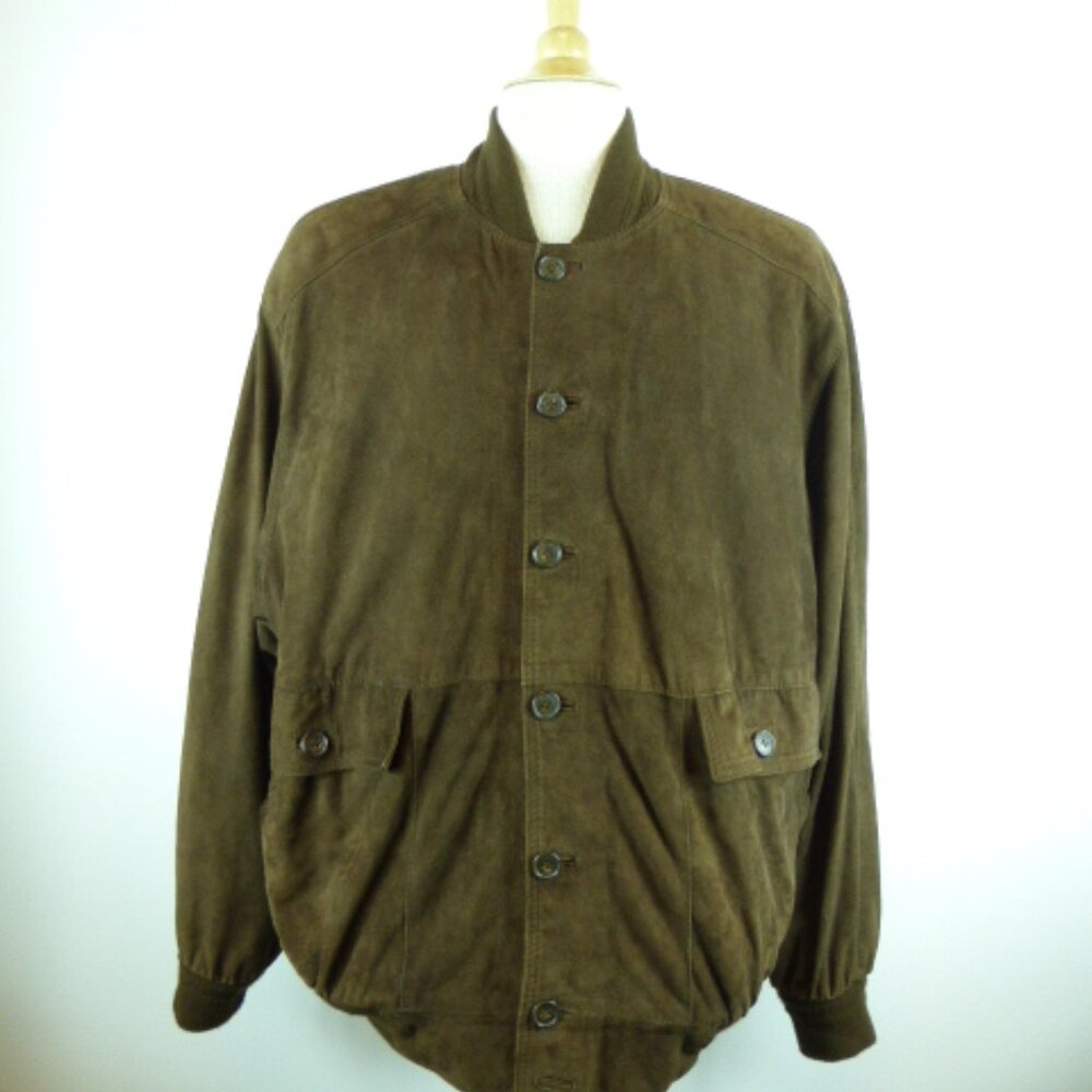 GIOTTO Firenze Italy  BROWN SUEDE LEATHER bomber  VARSITY JACKET L
